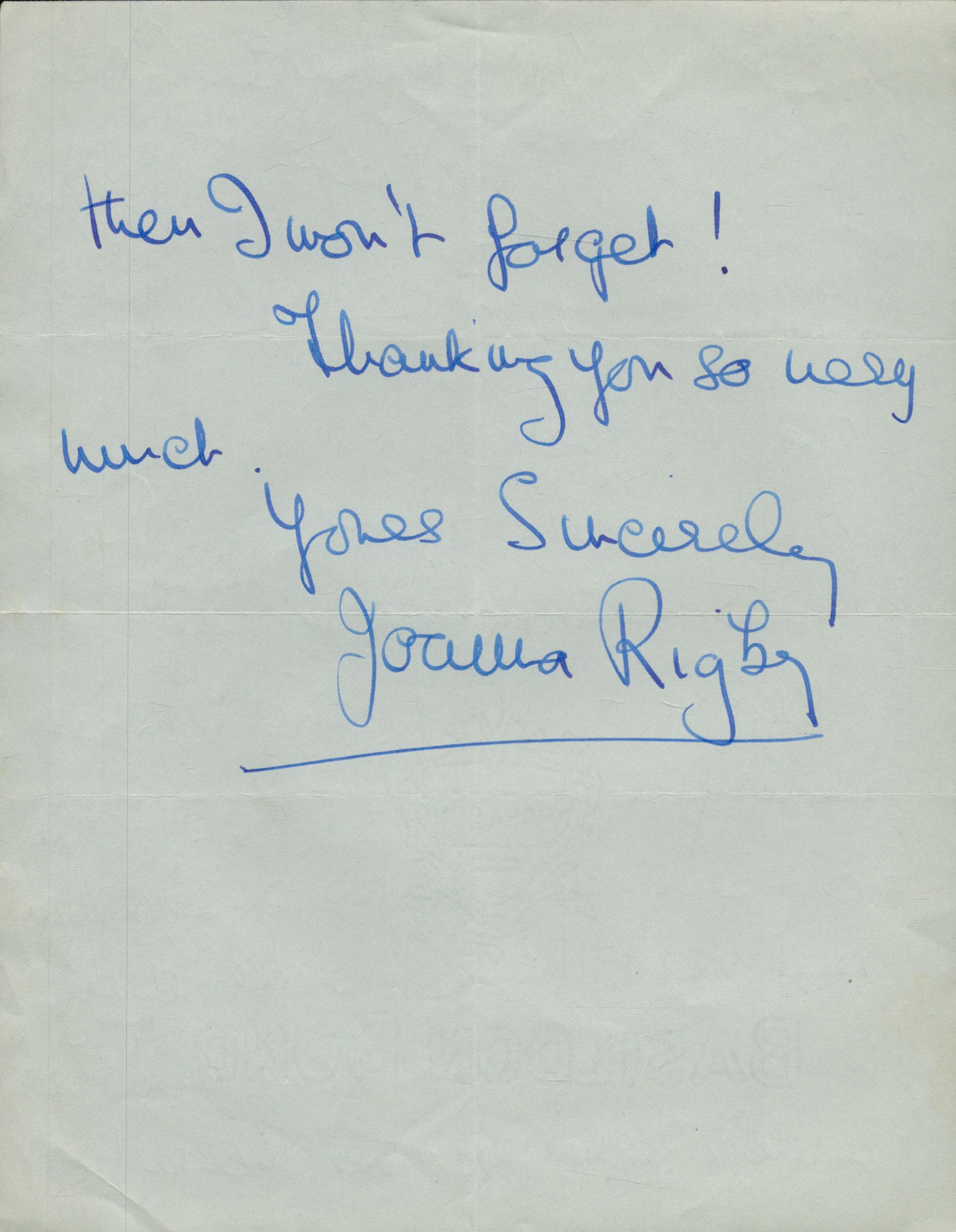 Joanna Rigby - vintage ALS dated Jan 12th (n/y) apologising for not having sent money she owed to