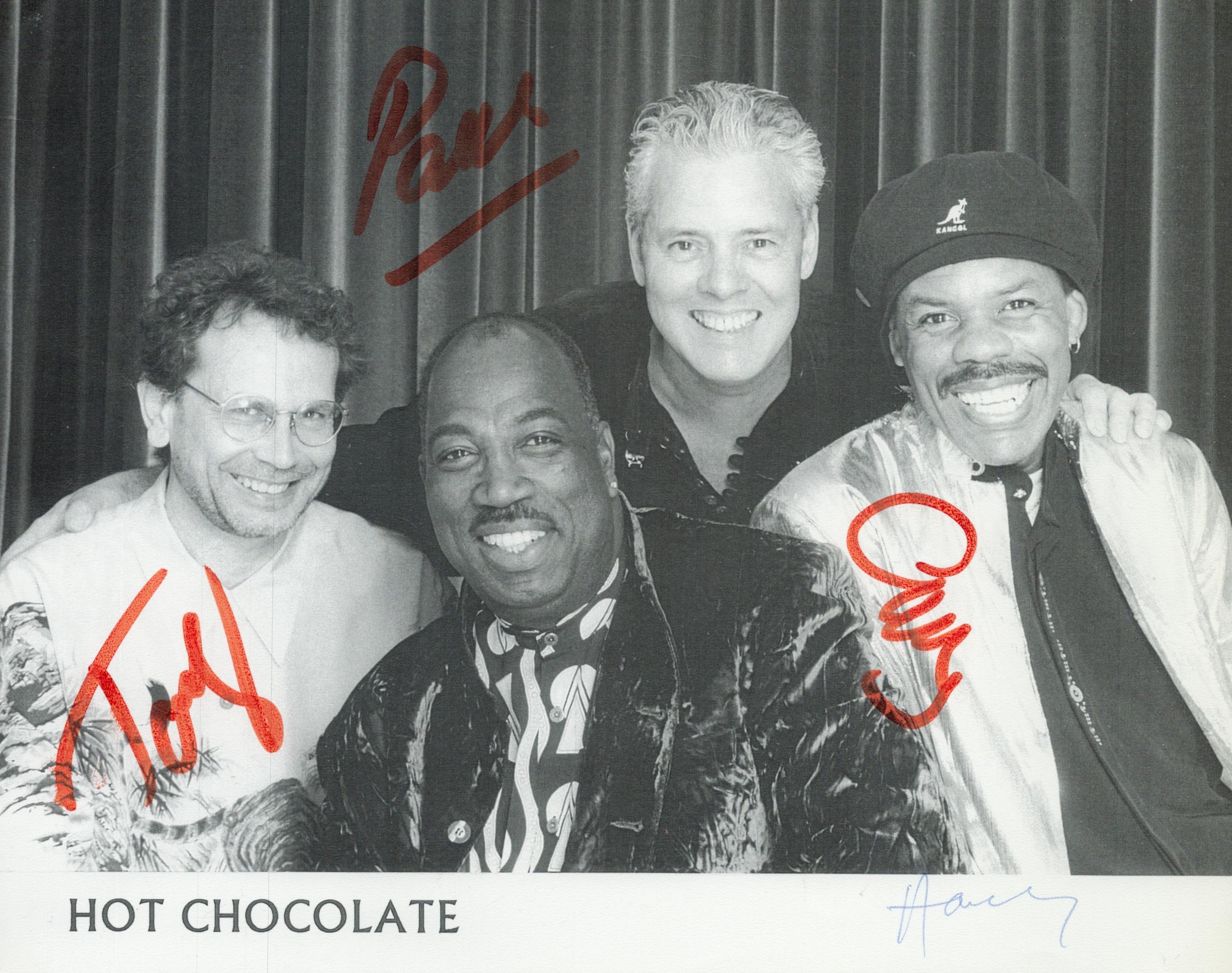 Hot Chocolate multi signed 10x8 inch promo photo includes Patrick Olive, Harvey Hinsley, Greg Bannis