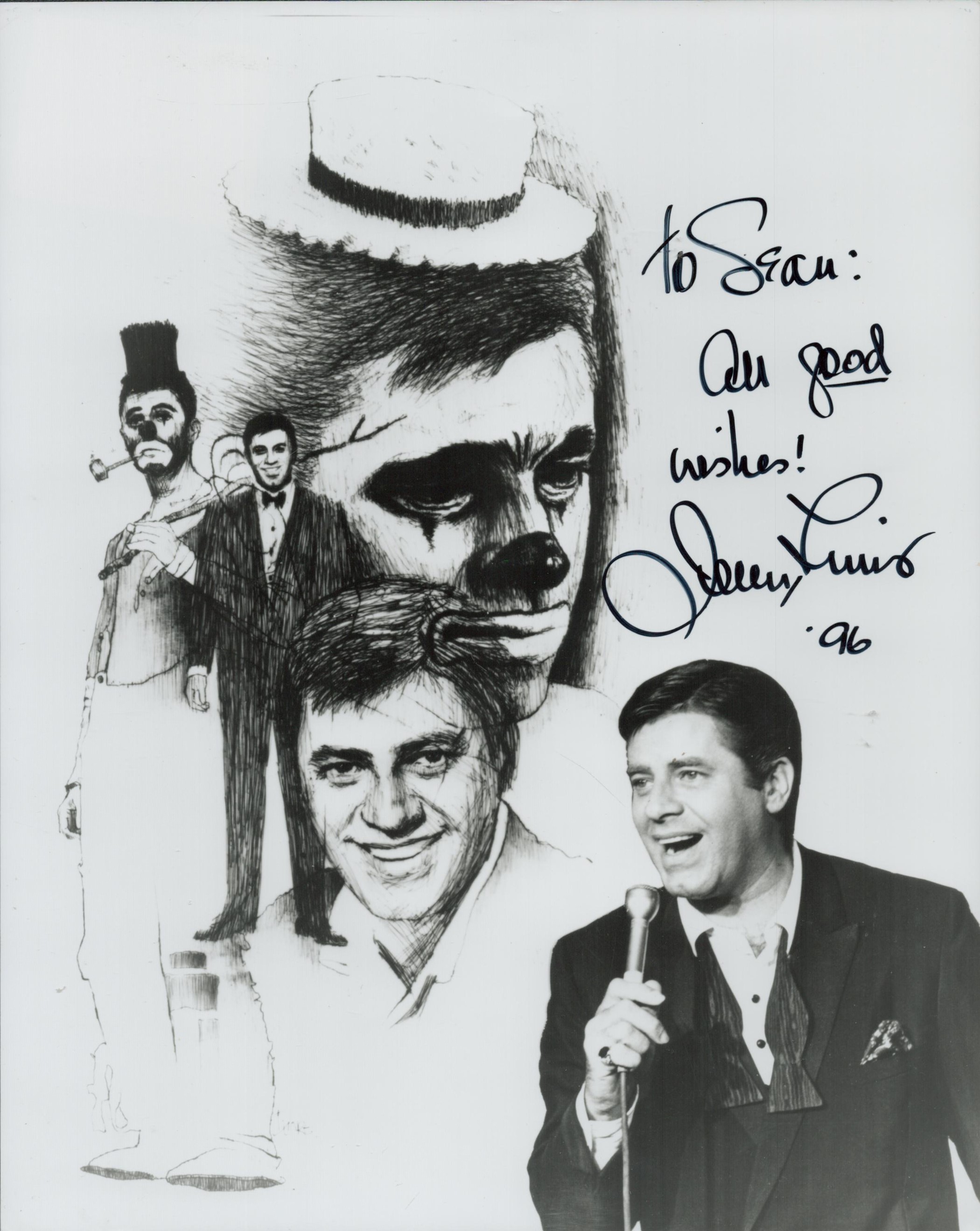 Jerry Lewis signed 10x8 inch black and white montage photo. Good Condition. All autographs come with