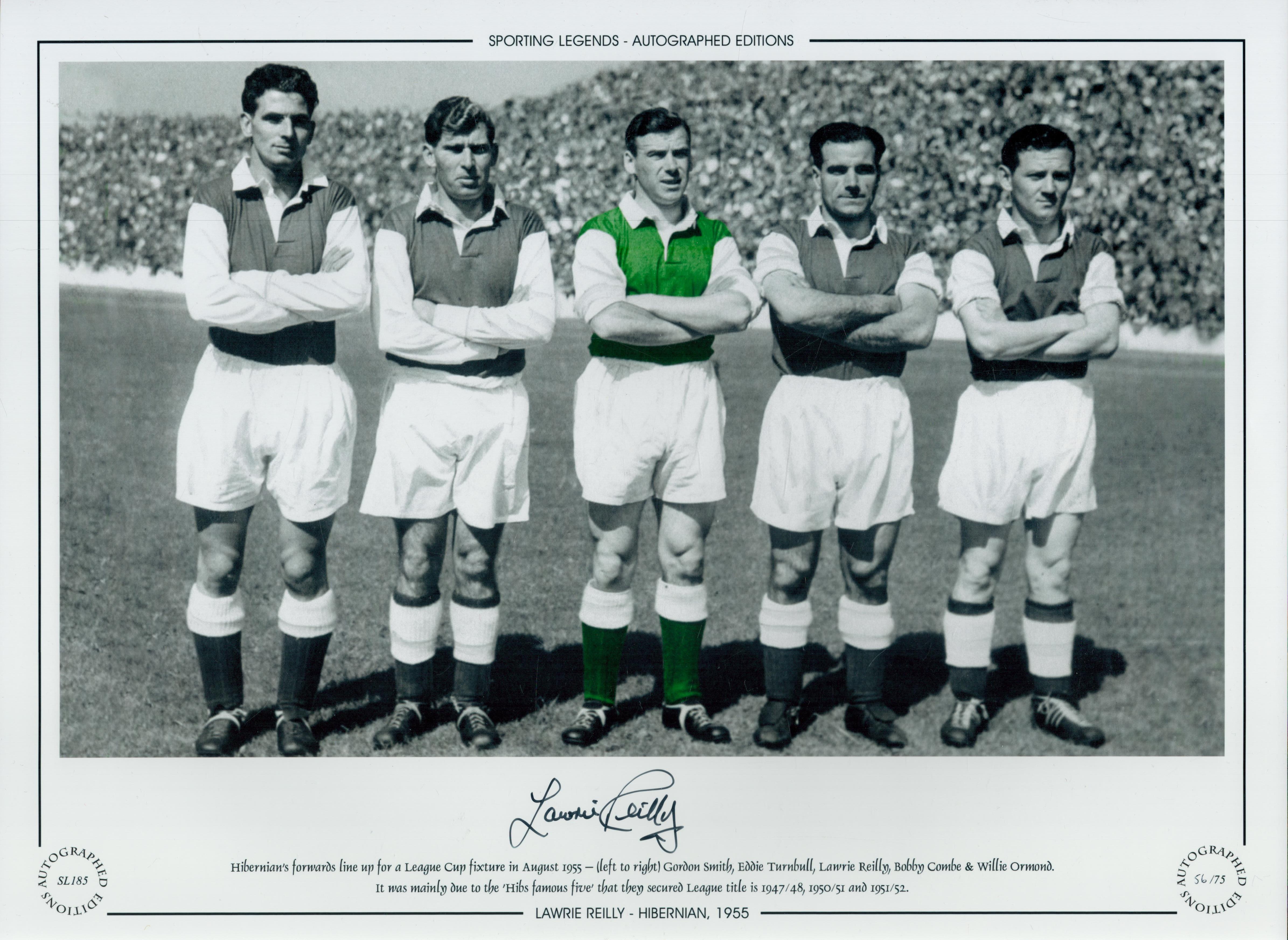 Autographed LAWRIE REILLY 16 x 12 Limited Edition : Colorized, depicting Hibernian's forward