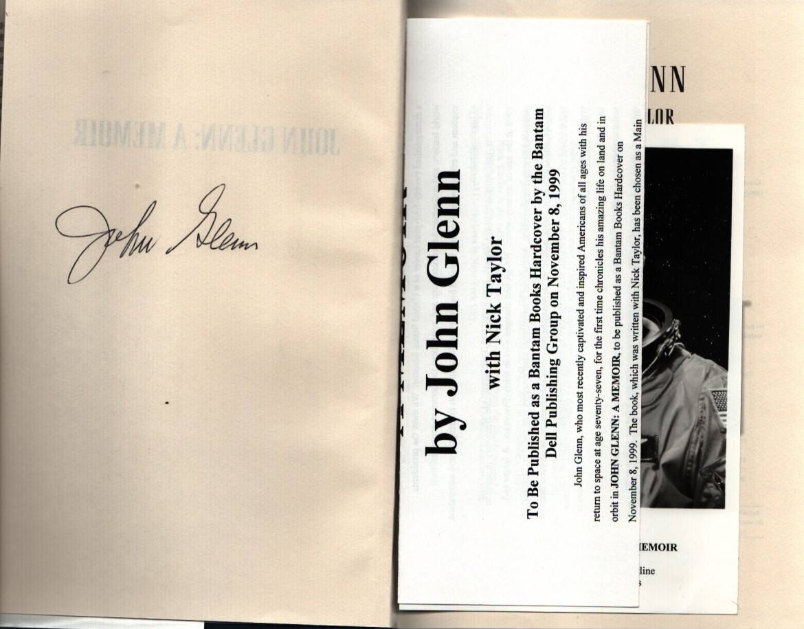 John Glenn - 'A Memoir' (autobiography) US first edition hardback 1999 beautifully signed to an
