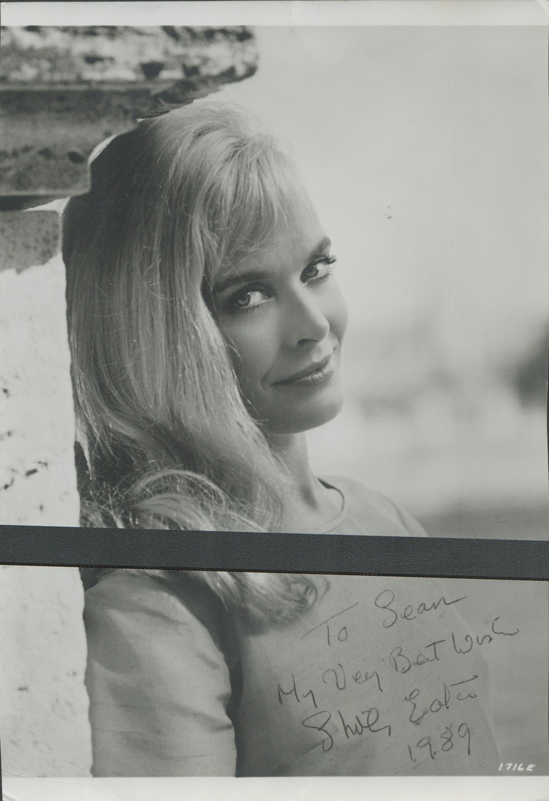 Shirley Eaton signed 10x7 inch black and white photo dedicated. Good Condition. All autographs