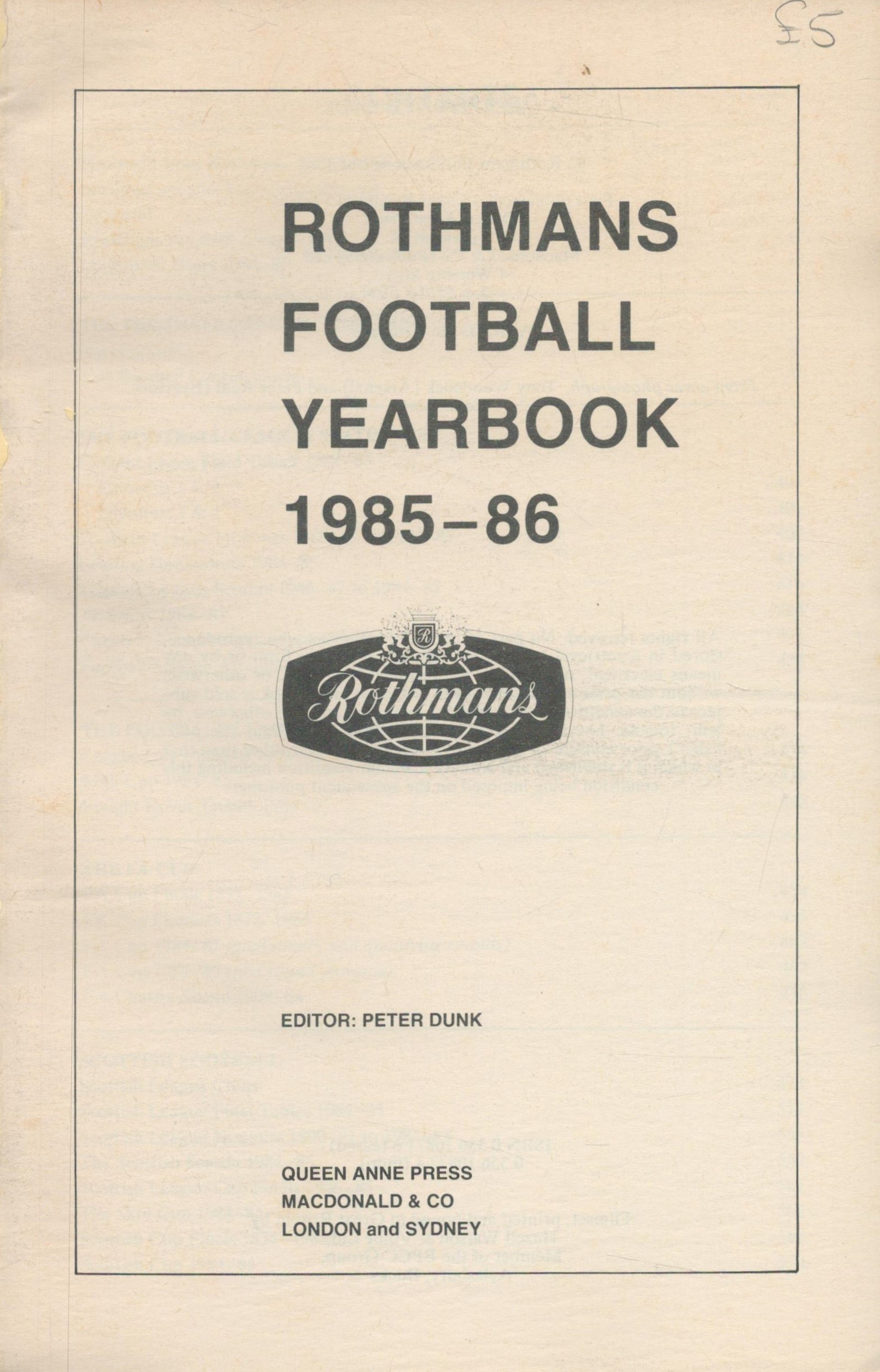 Rothmans football yearbook 1985-86 softback book. Section of book not attached to cover. UNSIGNED. - Image 2 of 3