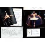 Ballet collection of 4 signed items from various ballet dancers. Such as Doreen Wells signed 5x3inch