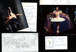 Ballet collection of 4 signed items from various ballet dancers. Such as Doreen Wells signed 5x3inch