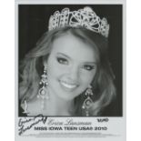 Erica Lansman signed 10x8 inch Miss Iowa Teen USA black and white promo photo. Good Condition. All