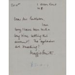 Maggie Smith - ALS dated October 16th (n/y) apologising for being such a long time in settling her