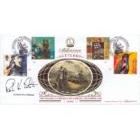 Sir Robin Knox-Johnston signed Settlers FDC. 6/4/99 Plymouth postmark. Good Condition. All