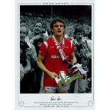 Autographed KEVIN MORAN 16 x 12 Limited Edition : Colorized, depicting Man United centre-half