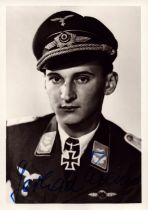 Oberstleutnant Gerhard Krems signed 5x4 inch black and white photo. Good Condition. All autographs