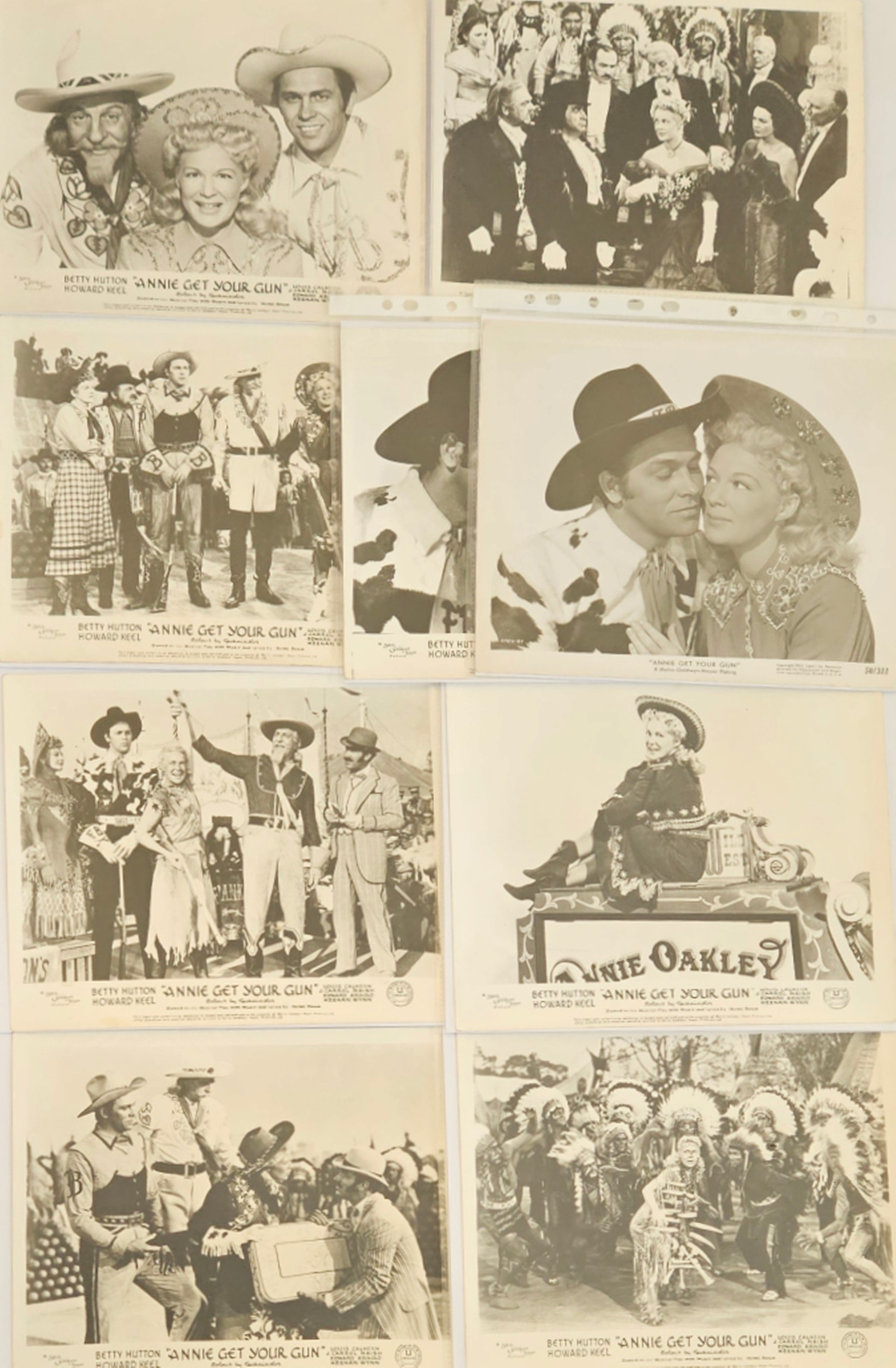 Annie Get Your Gun lobby card collection of 9 unsigned black and white 10x8 inch lobby cards. Good