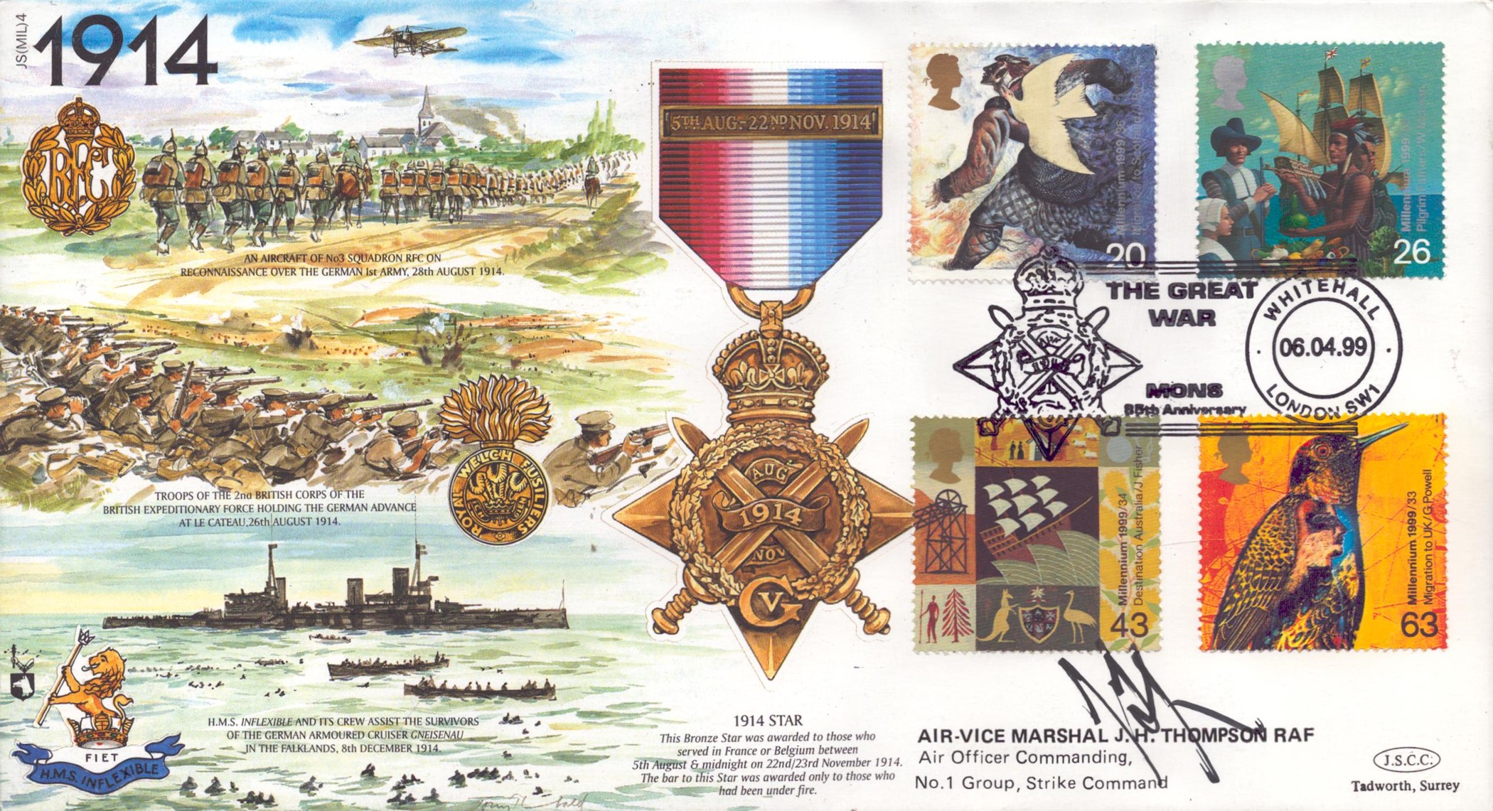 Air Vice Marshal J.H Thompson RAF signed Great War 1914 commemorative cover (JS(MIL)4) PM The