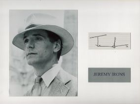 Jeremy Irons 16x12 inch mounted signature piece includes signed page and black and white photo. Good