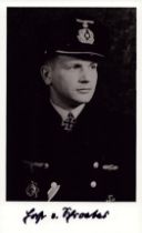 Kapitanleutnant Horst Van Schroeter signed 6x4 inch black and white photo. Good Condition. All