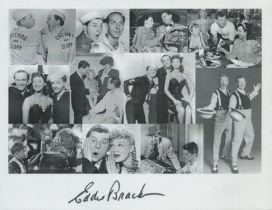 Eddie Bracken signed 11x9 inch black and white collage promo photo. Good Condition. All autographs