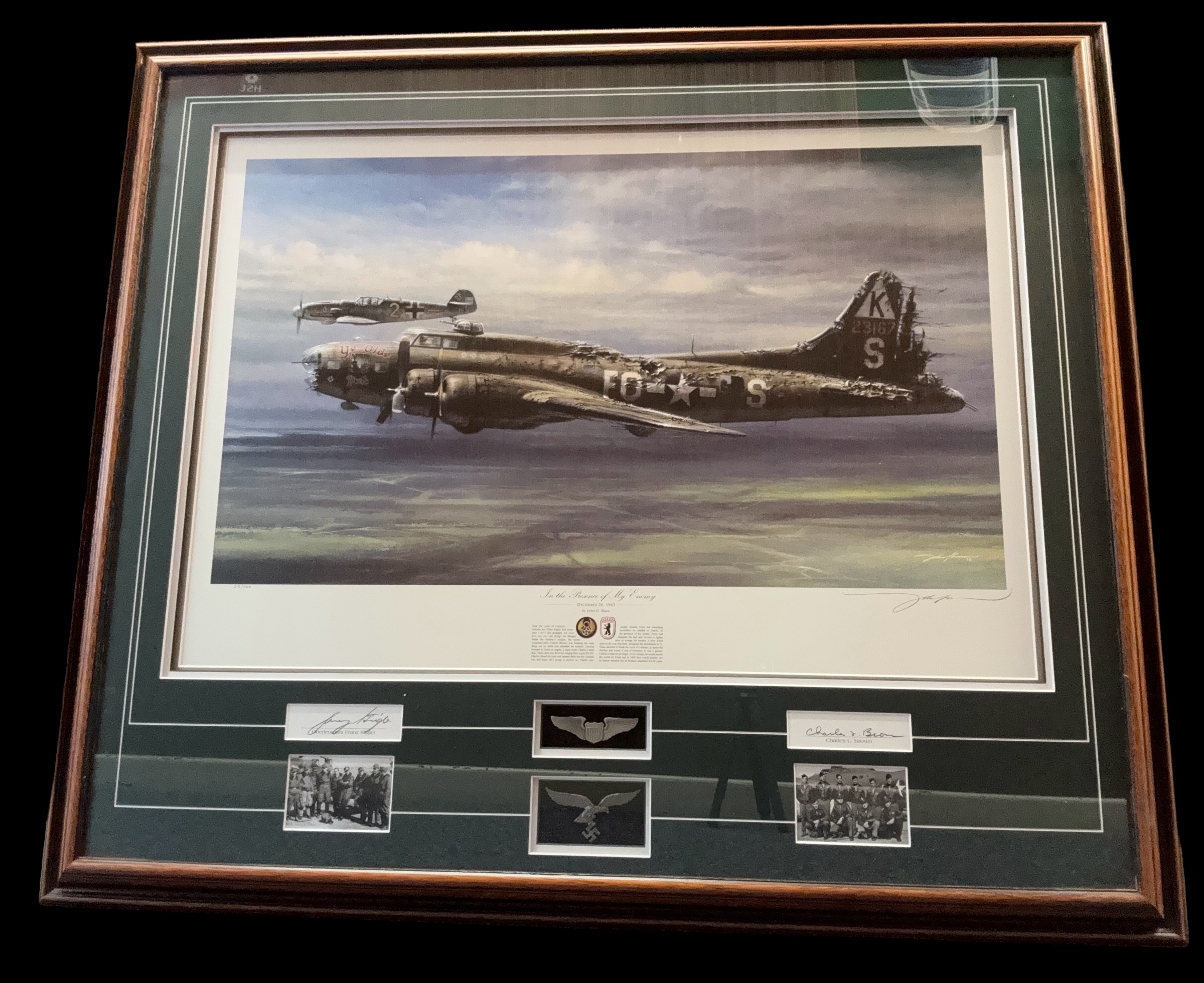 WW 2 Print titled IN THE PRESENCE OF MY ENEMY - FRAMED COLLECTOR'S PIECE by John D Limited 218/ - Image 3 of 3
