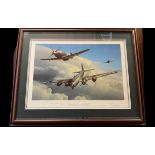 Wounded Warrior WWII multi signed print 36x30 inch mounted and framed includes artist Richard Taylor