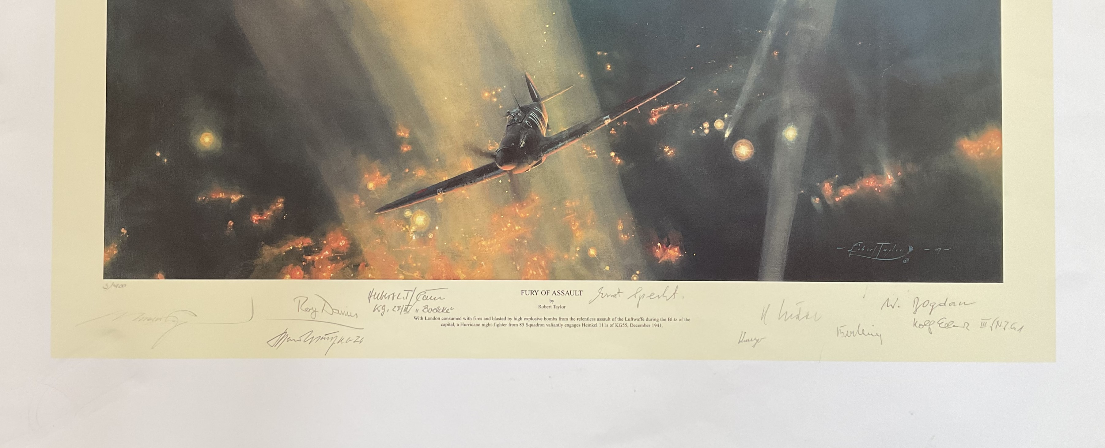 WWII Fury of Assault 29x24 inches colour print limited edition colour print 3/700 signed in pencil - Image 4 of 6