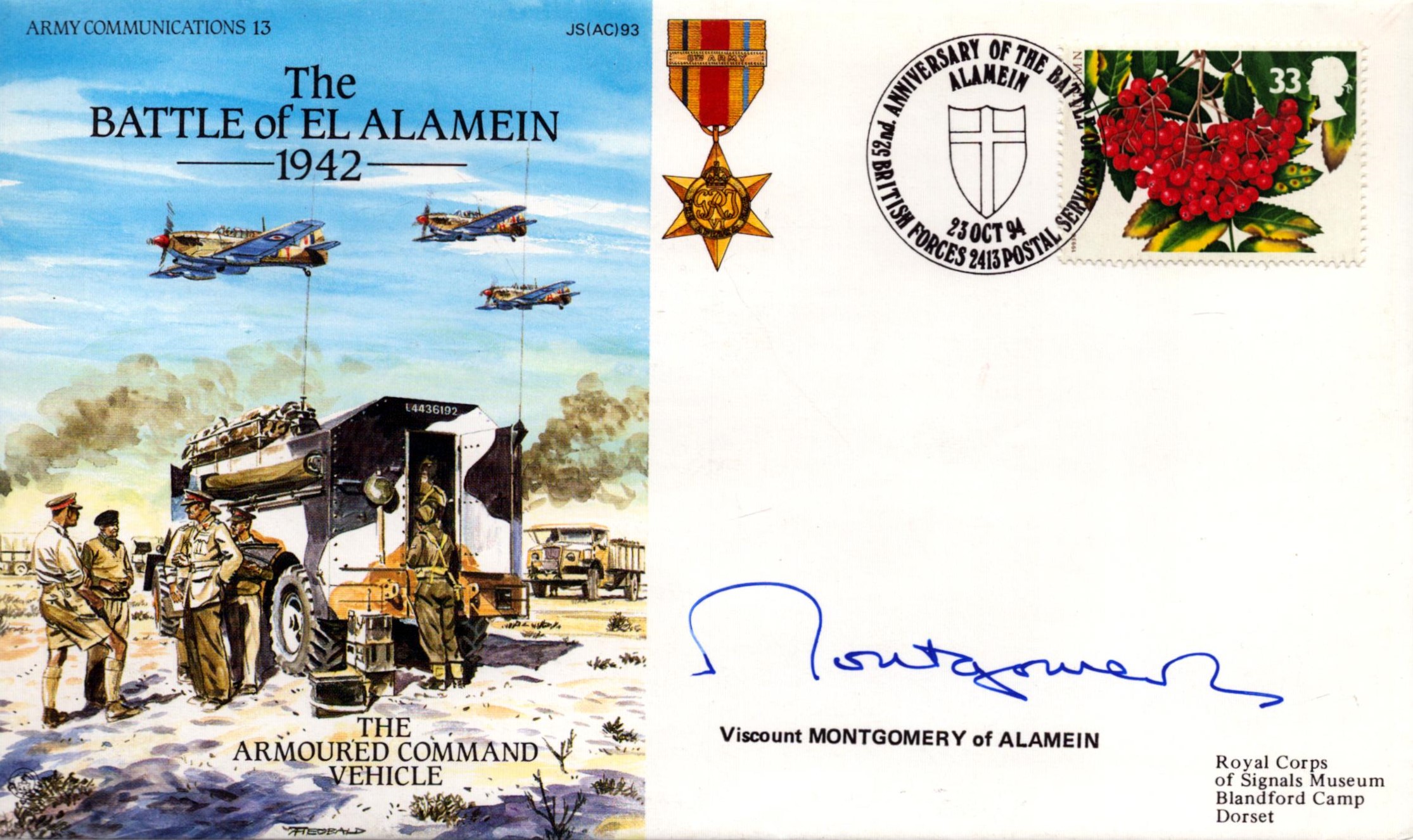 WWII Viscount Montgomery of Alamein signed The Battle of El Alamein 1942 commemorative FDC (JS(AC) - Image 2 of 3