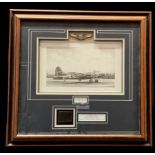 WW2 Print by Robert Taylor Framed with a fragment of tyre from the Memphis Belle, the first USAAF