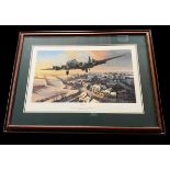 The Mighty 100th WWII 36x26 inch multi signed print signed in pencil by the artist Nicolas