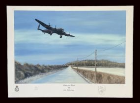 WW2 Colour Print Titled Home on Three by Lee Hellwing. Limited 12 of 250. Signed in Pencil by Lee