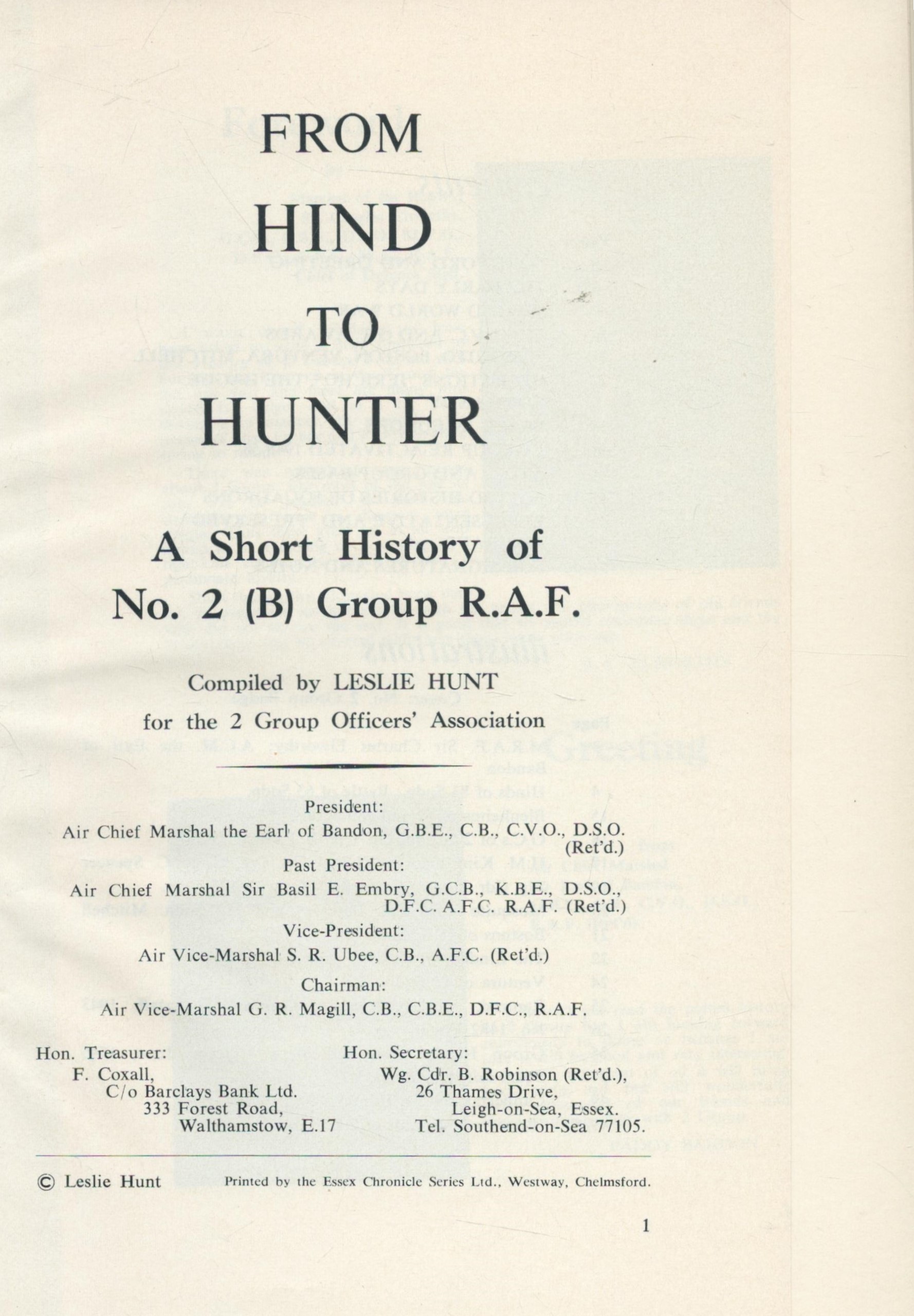 A Short History of No 2 (B) Group R.A.F. compiled by Leslie Hunt Hardback Book printed by Essex - Image 5 of 6