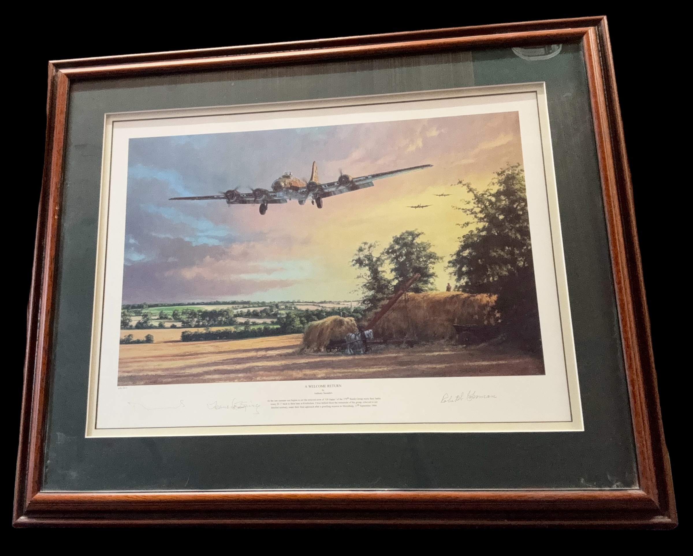 WW2 Print titled A Welcome Return by Anthony Saunders. Limited 46/400. Multi signed by the artist - Image 2 of 3
