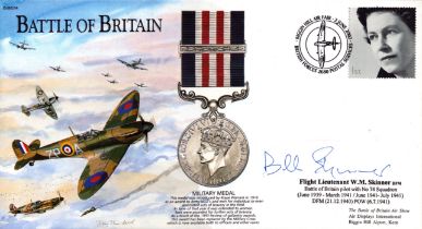 WWII BOB Flight Lieutenant W.M. Skinner DFM 74 Squadron signed Battle of Britain Military medal