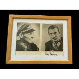 Adolf Galland and Erich Hartmansigned black and white photos. Mounted and framed to approx size