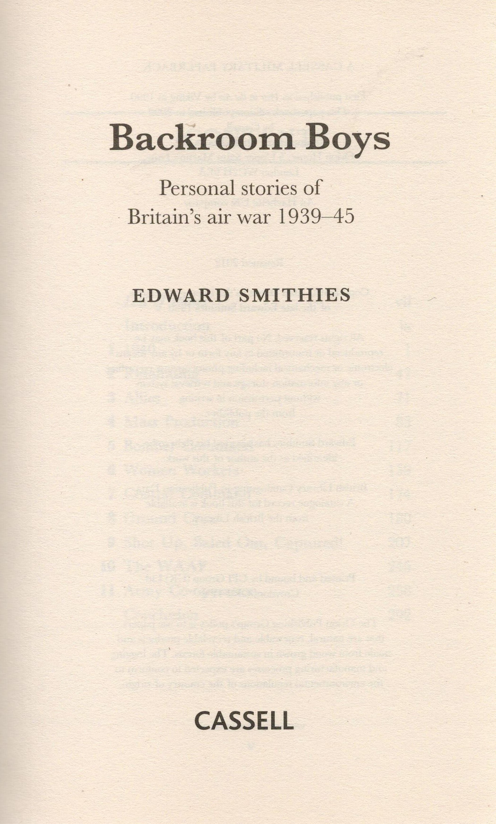 Backroom Boys Personal Stories of Britain's Air War by Edward Smithies Softback Book reissued 2012 - Image 5 of 9