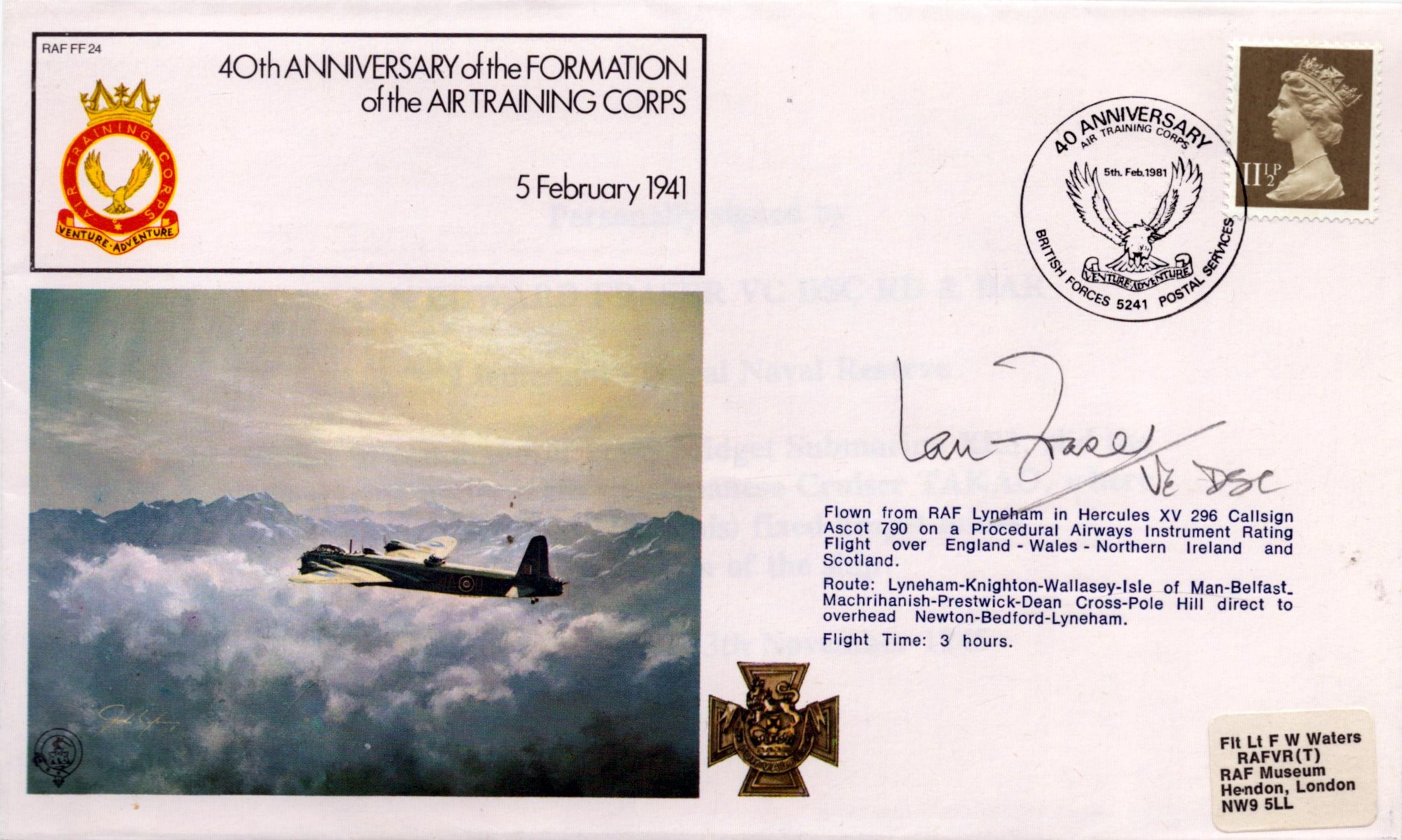 WWII Lieutenant Commander Ian Fraser VC,DSC signed 40th Anniversary of the Formation of the Air