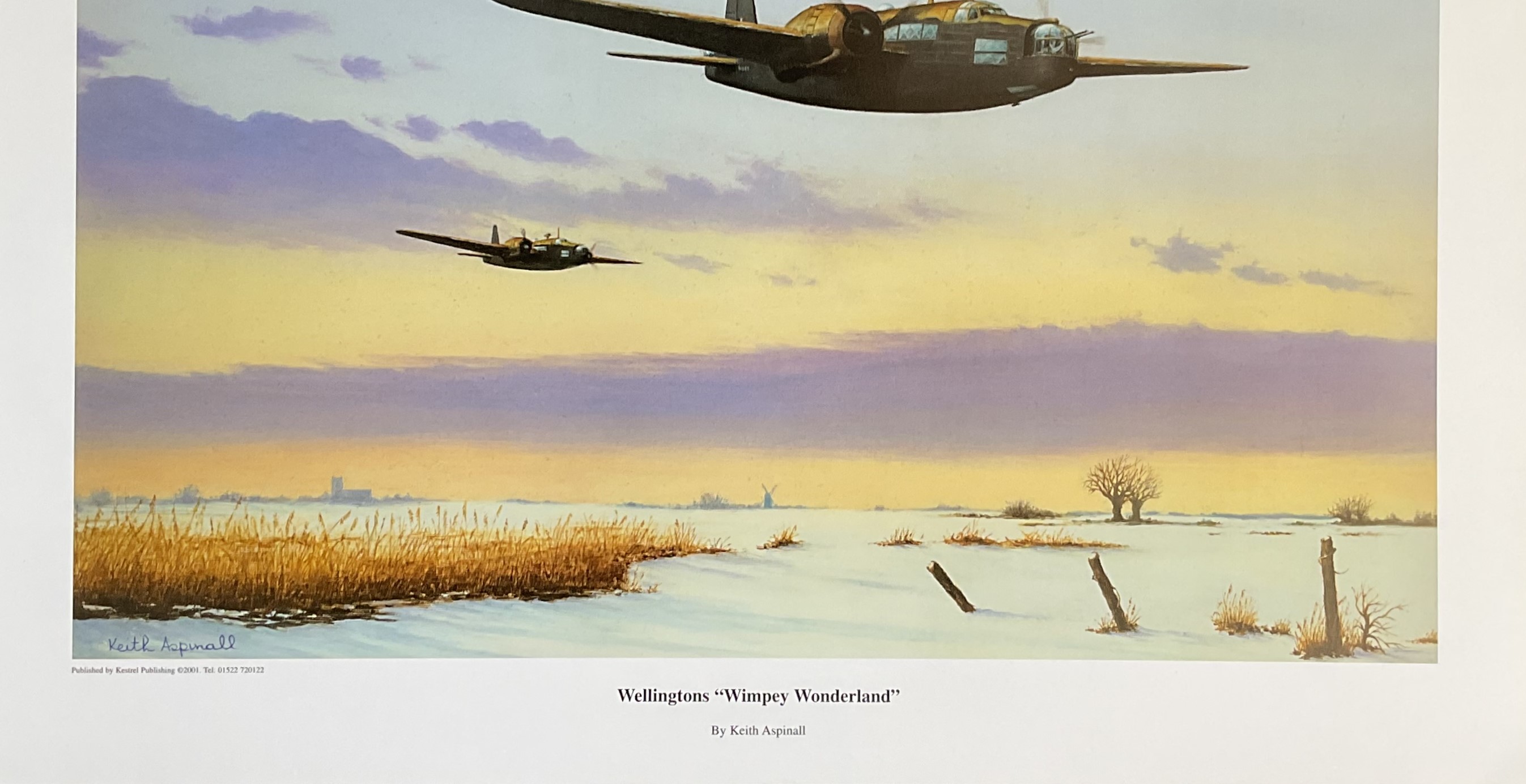 WW2 Colour Print Titled Wellingtons Whimpey Wonderland by Keith Aspinall. Measures 16x12 inches - Image 4 of 6