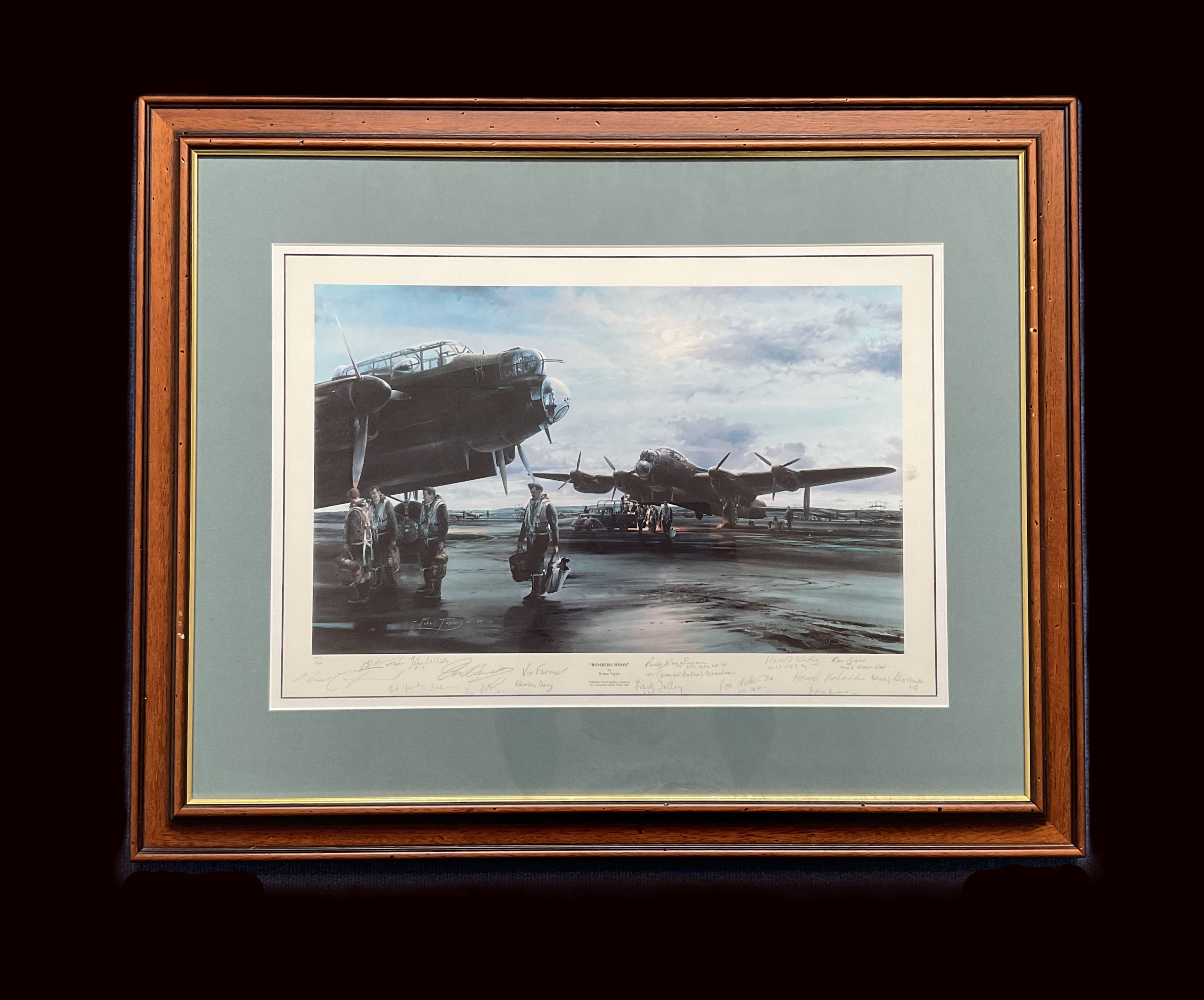 WW2 multi signed veterans print titled Bombers Moon by Robert Taylor limited 259/850 Mounted and - Bild 3 aus 6