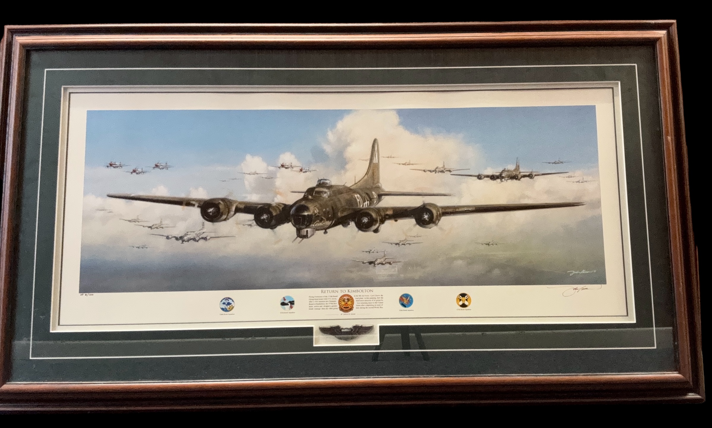 WW2 Print titled Return to Kimbolton by John D. Shaw Artist Proof limited 8/100. Signed by the