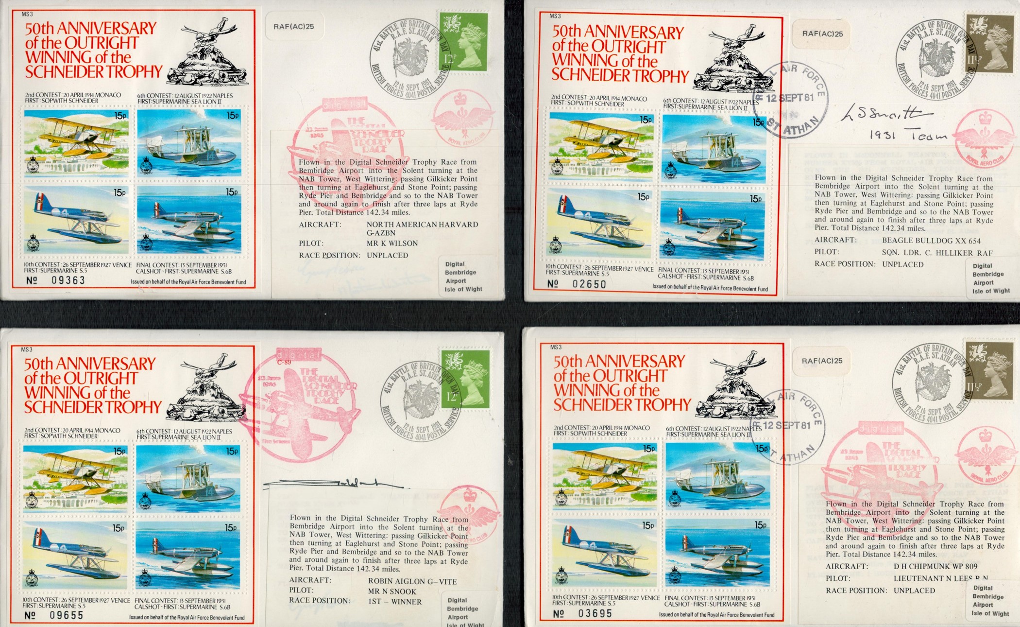 Aviation collection 4,signed 50th Anniversary of the Outright Winning of the Schneider Trophy FDC - Image 3 of 3