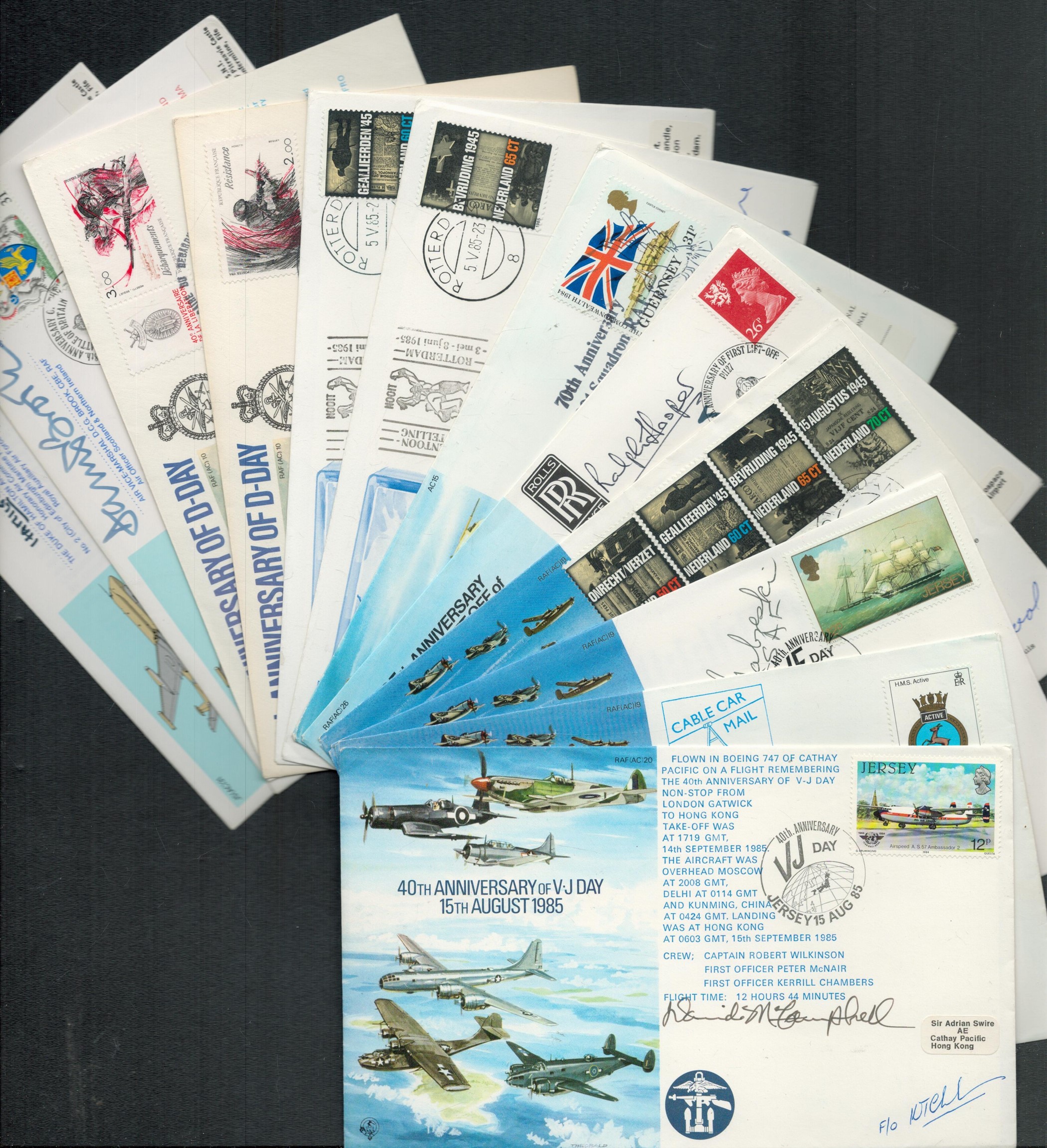 Anniversaries Collection of 12 Signed FDCs V-E Day, D-Day, Operation Manna, signatures include D C G - Image 2 of 3