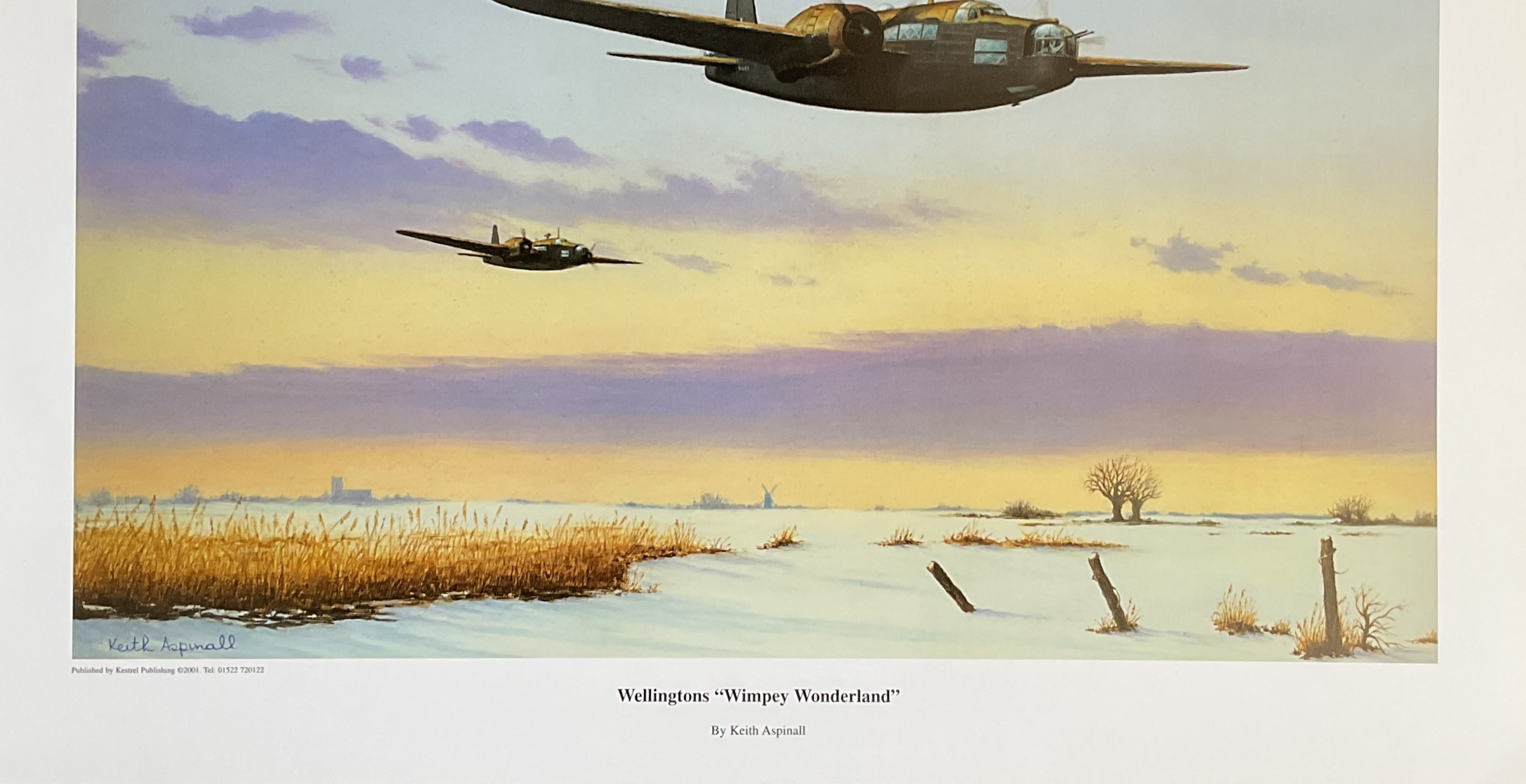 WW2 Colour Print Titled Wellingtons Whimpey Wonderland by Keith Aspinall. Measures 16x12 inches - Image 5 of 6