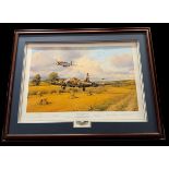 Out of Fuel and Safely Home WWII multi signed print with USAF wings 38x28 inch Artist Proof includes