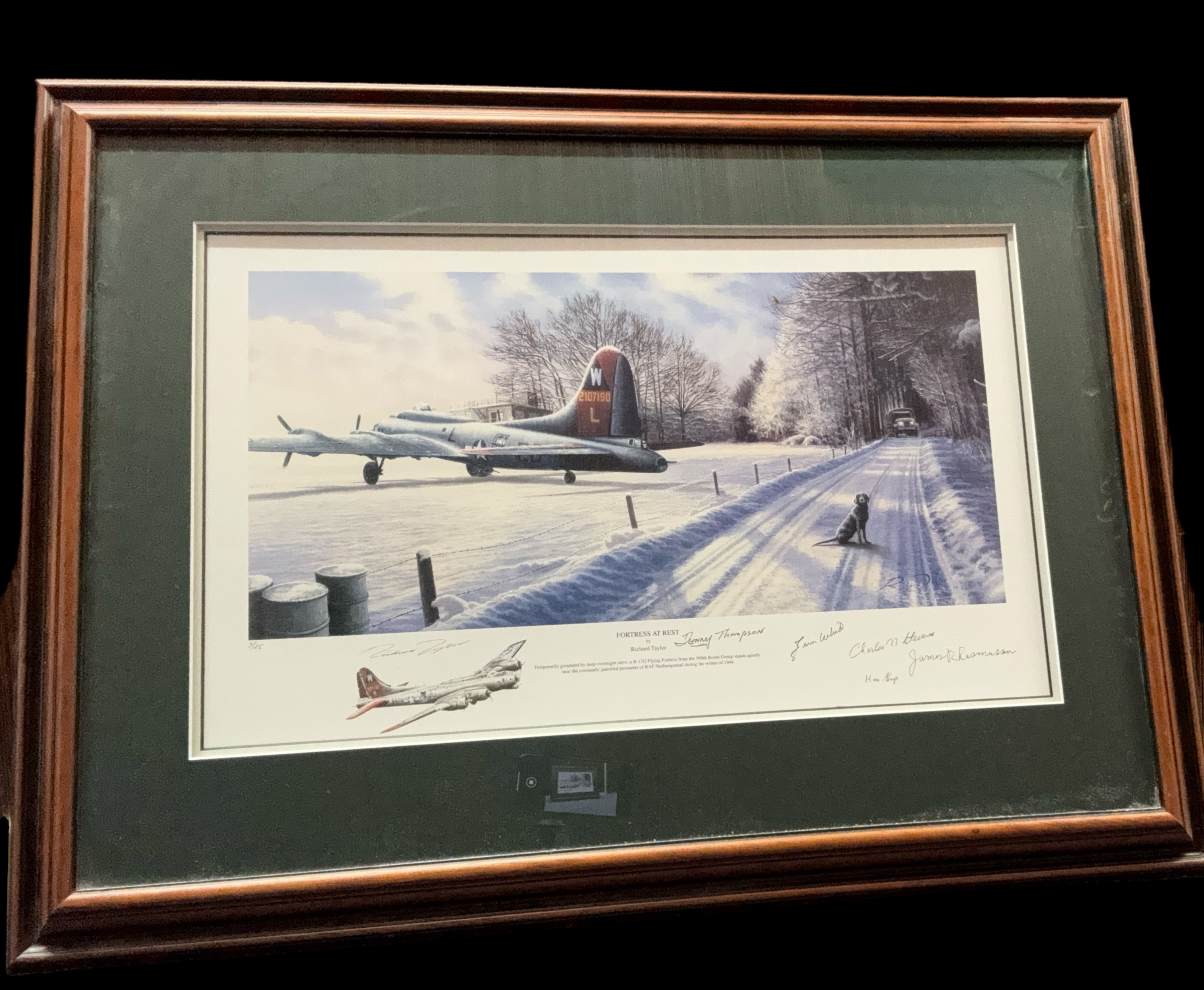 WW2 Print titled Fortress at Rest by Richard Taylor. Limited 3/25. Multi signed by the artist