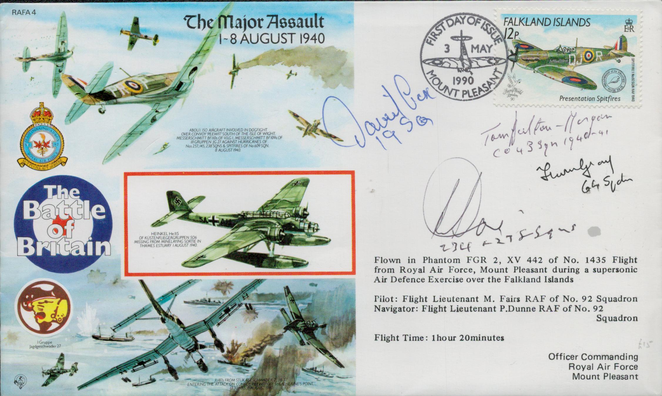 WWII Battle of Britain The Major Assault 1-8 August 1940 multi signed FDC 4 veteran signatures - Image 3 of 3