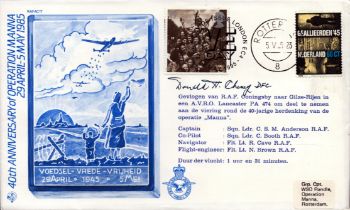 WWII Flying Officer Donald Harry Cheney DFC, RCAF OPS WINGS signed 40th Anniversary of Operation