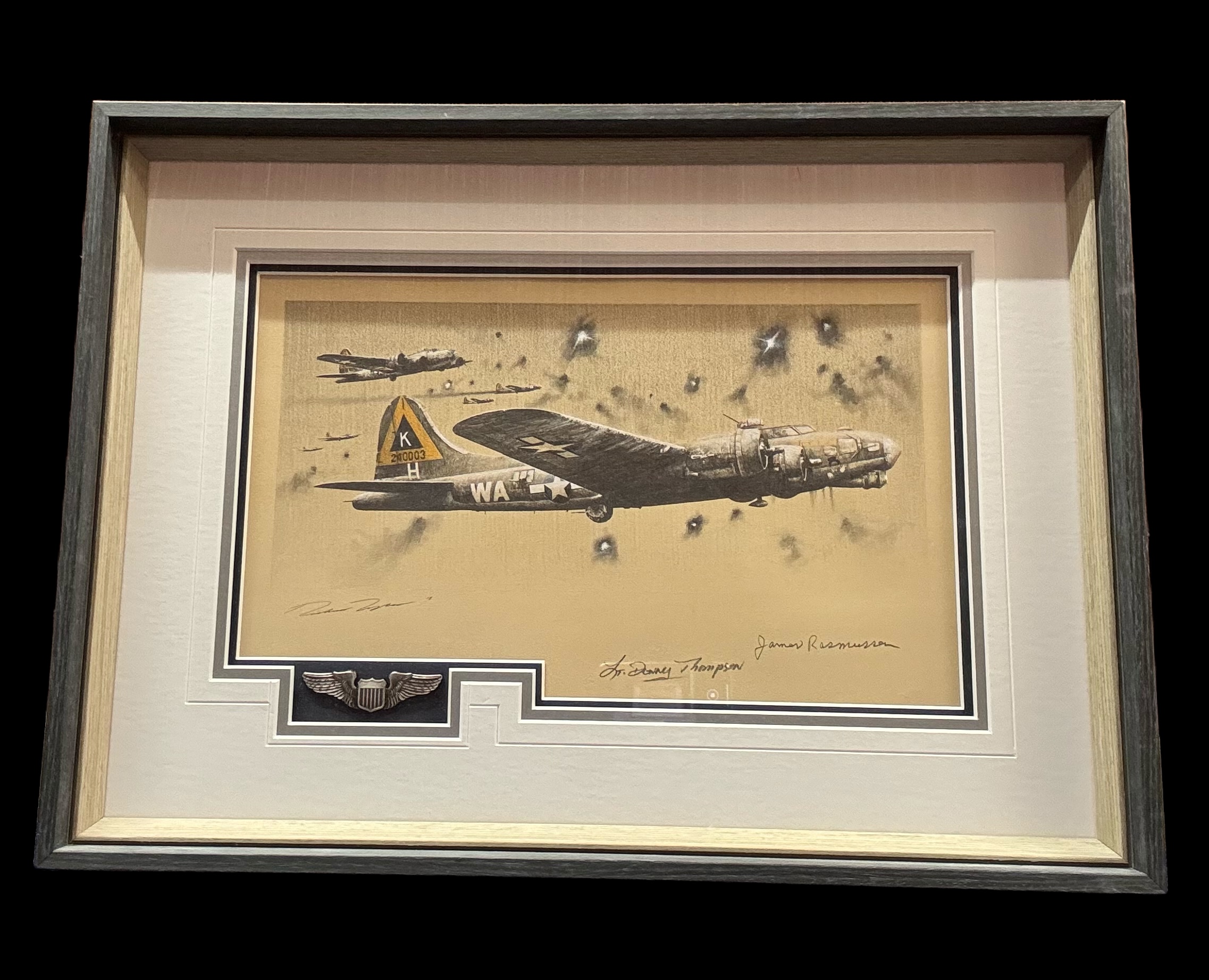 USAF WWII Bomber 23x17 inch framed and mounted print signed in pencil by the artist Robert Taylor