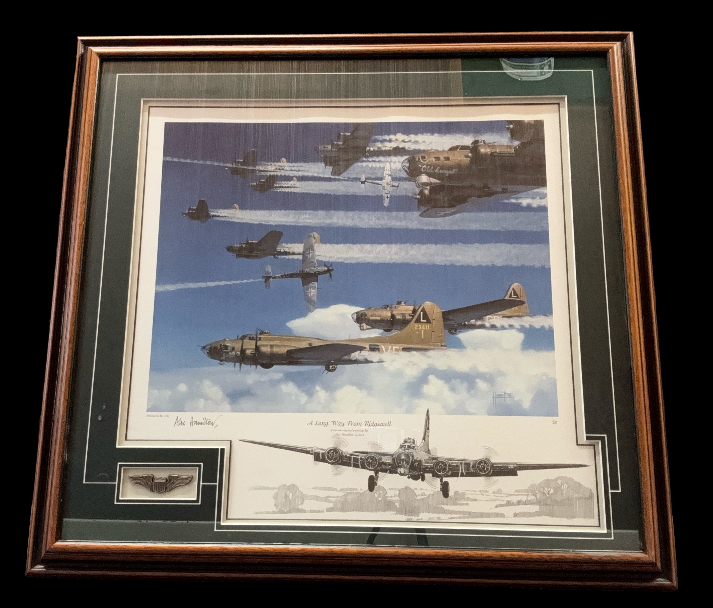 WW2 Print titled A Long Way from Ridgewell by Alex Hamilton. Limited 1/25, signed by the artist Alex