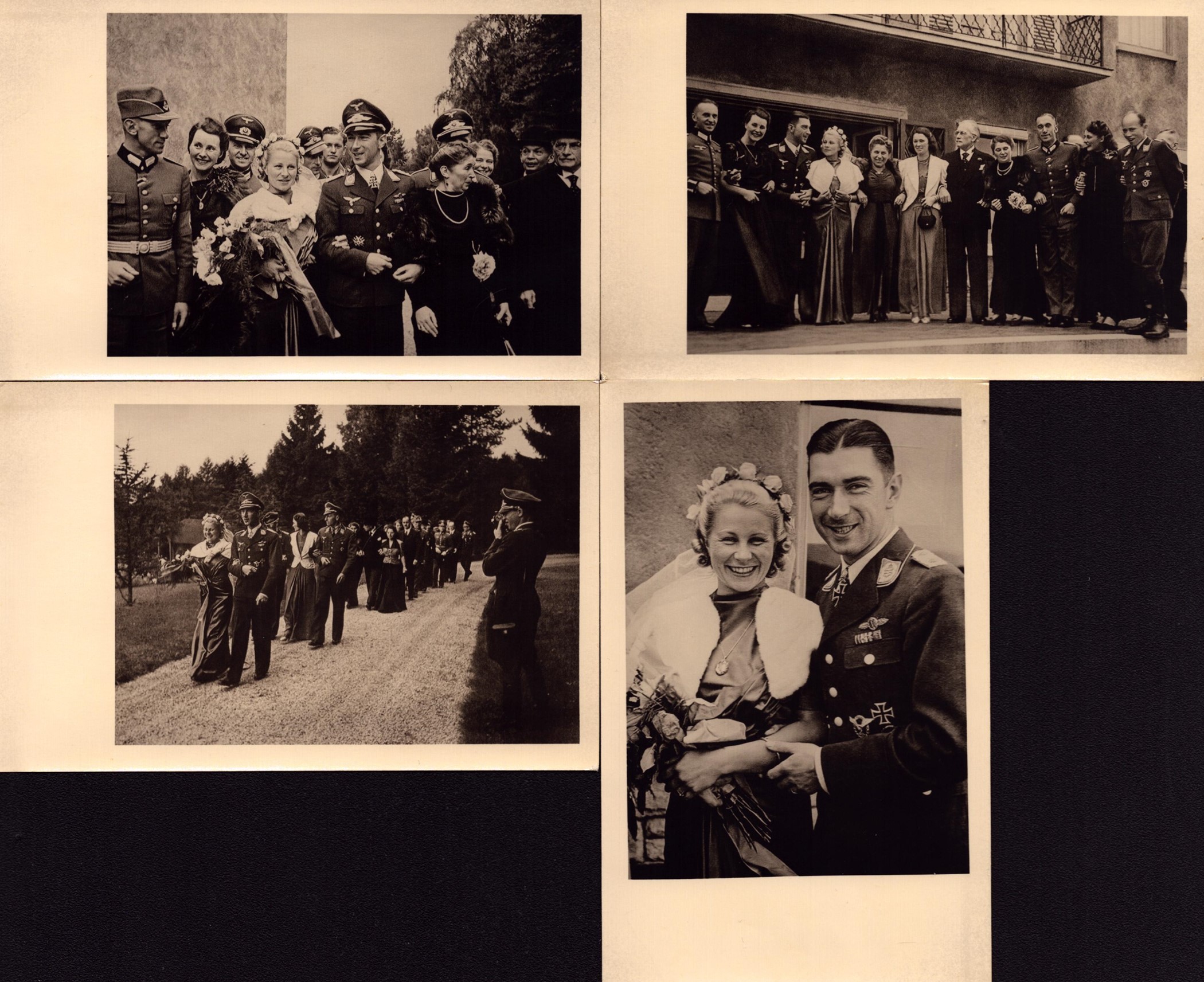 Luftwaffe Ace Werner Vati (Daddy) Molders original wartime wedding celebration photos. Four black