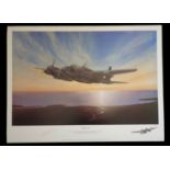 WW2 Colour Print Titled Mosquito Coast by M A Kinnear. signed in pencil by the artist. Measures