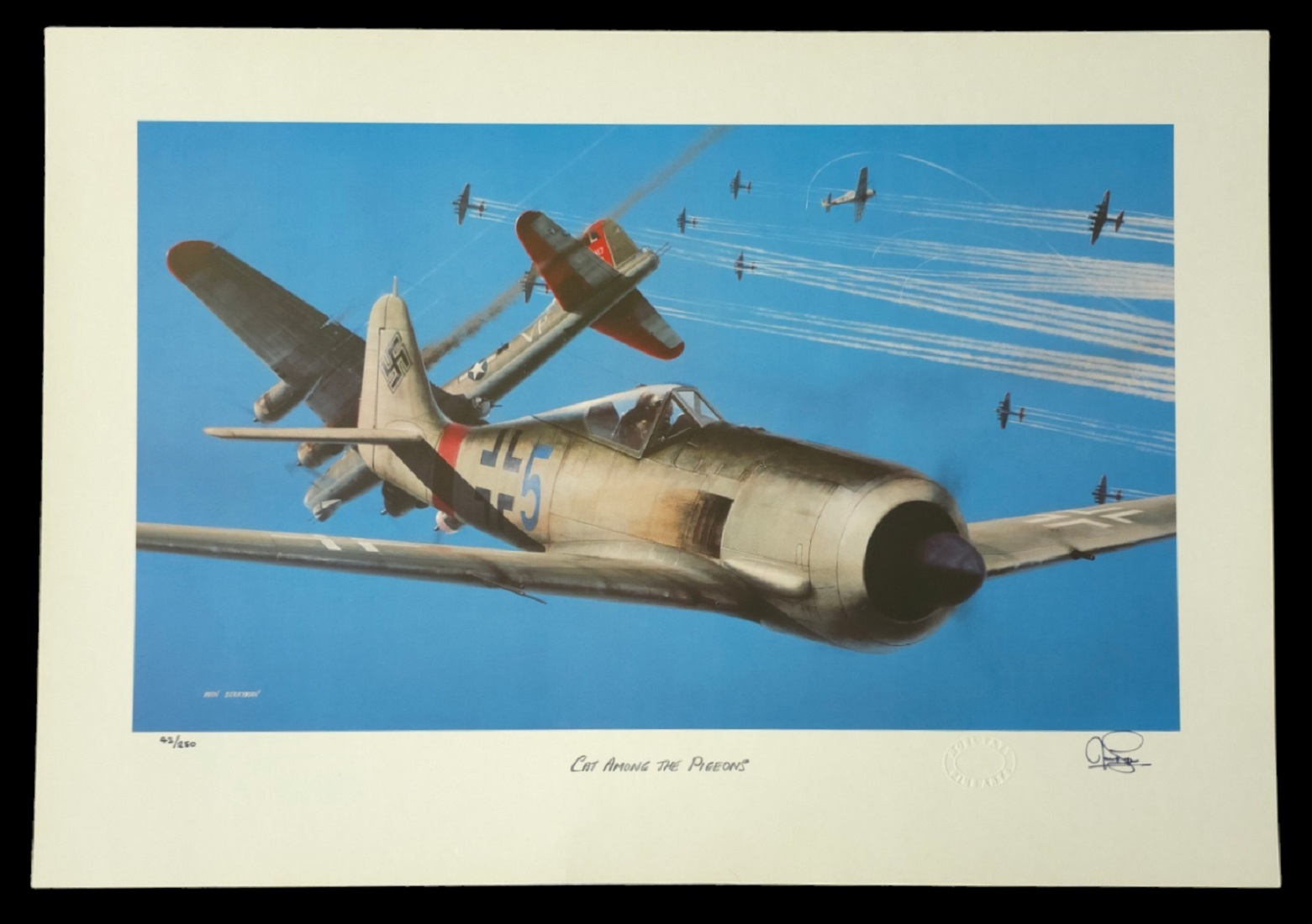 WW2 Colour Print Titled Cat Among The Pigeons by Ivan Berryman. Limited 43 of 250. Signed in Pen - Image 2 of 3