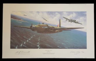 WW2 Colour Print Titled A Hard Lesson to Learn by Adrian Rigby Signed in Pencil by Adrian Rigby