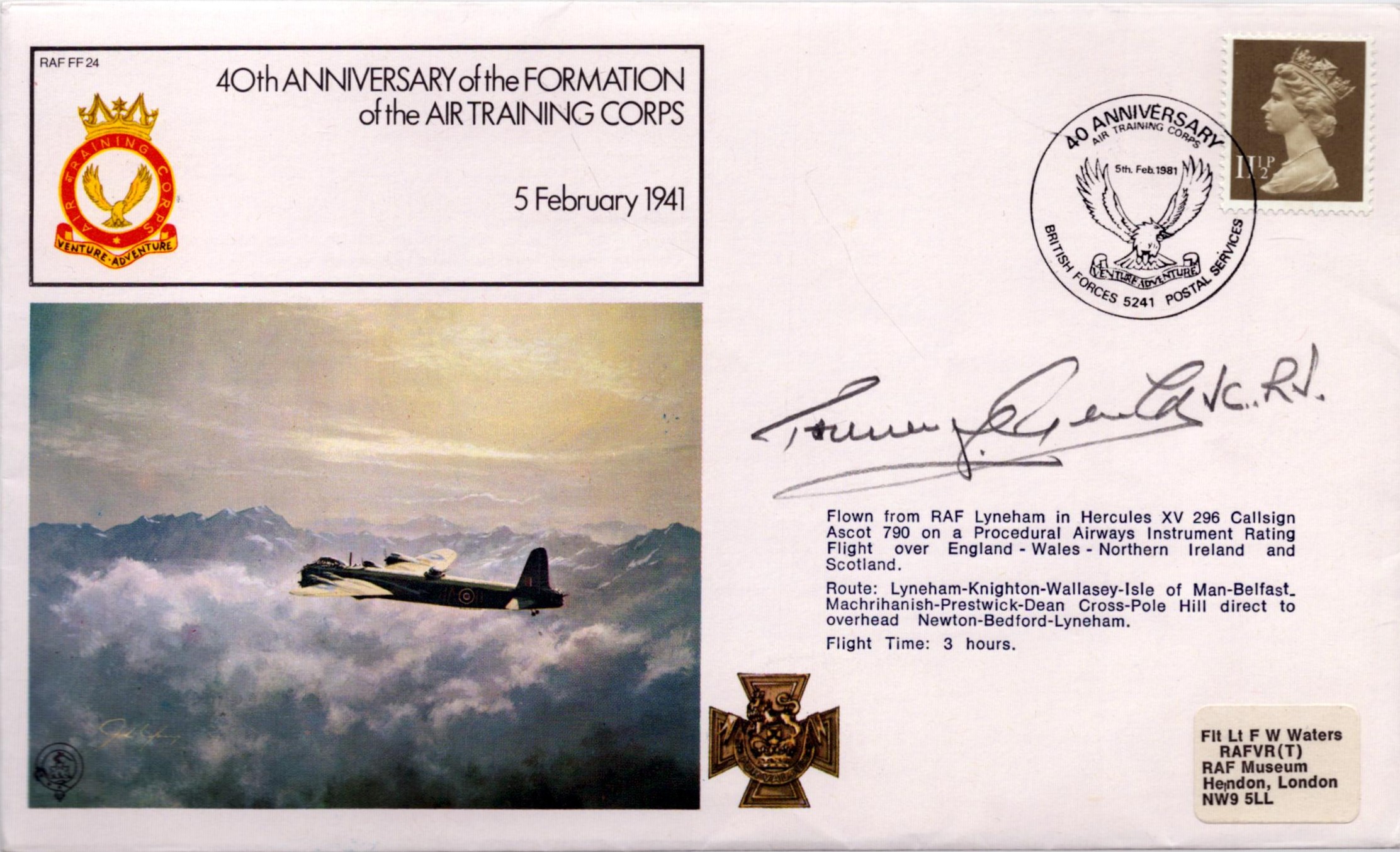 WWII PO Thomas William Gould VC RN signed 40th Anniversary of the Formation of the Air Training - Image 3 of 3