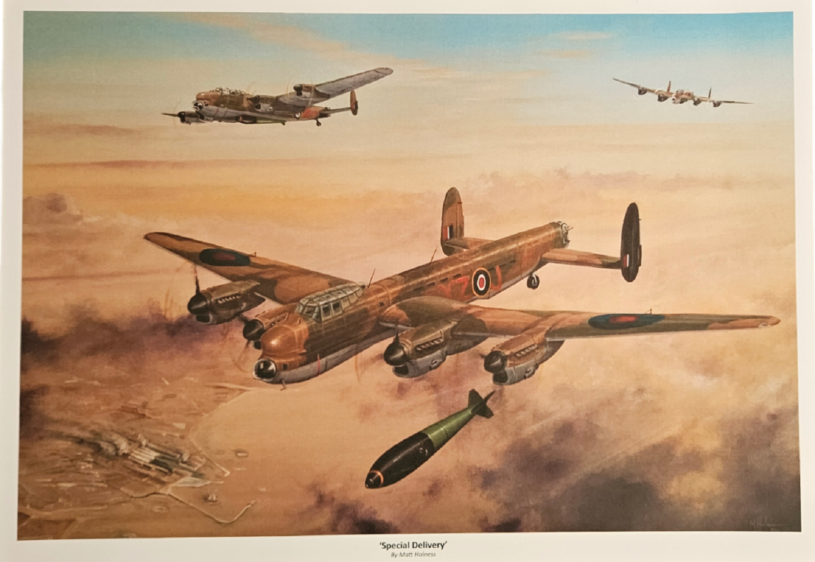 WWII 23x16 inch approx. unsigned colour print titled Special Delivery by the artist Matt Holness.